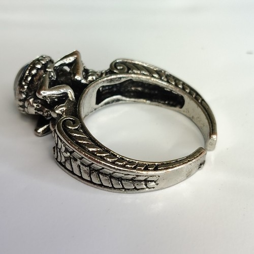 Auge des Drachen blau silberfarben Kostüm Ring Fantasy Rollenspiel Cosplay Geschenk - Bild 3 von 8