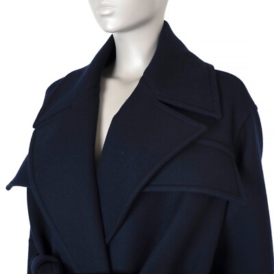 きらめく♪◇Wool Blend ジャケット◇CELINE 70697 auth CELINE navy blue wool blend BELTED TWILL Peacoat
