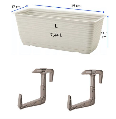 Blumenkasten mit/ohne Halter Balkonkasten Wellen mit Untersetzer 3Farben L:49 cm - Bild 5 von 12