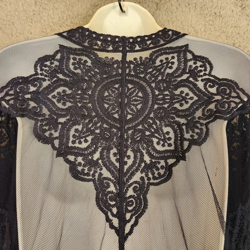 Boho Open Front Duster Cardigan Size L Embroidered Lace Mesh Cover Up - Picture 26 of 28