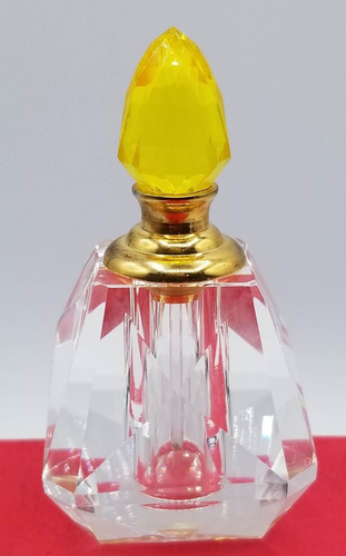 Bottiglia di profumo astratta in cristallo taglio piombo pesante e Dauber. Scatola orig - Foto 3 di 14