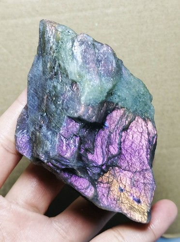 One Side Polished Nice Purple Flash Labradorite Slab Spectrolite Reiki Stone - Picture 6 of 11