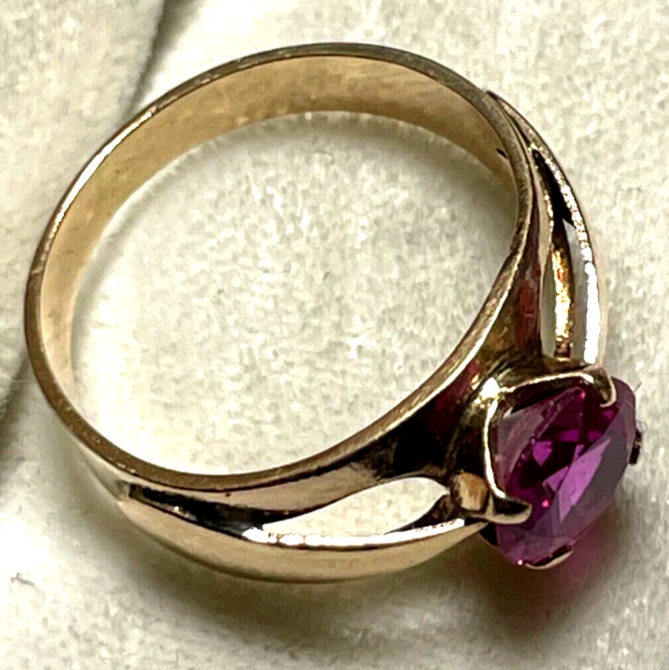Solider vintage 585 Gold 14 K Ring Rotgold roter russischer Spinell Ø 17mm RG 53 - Bild 4 von 4
