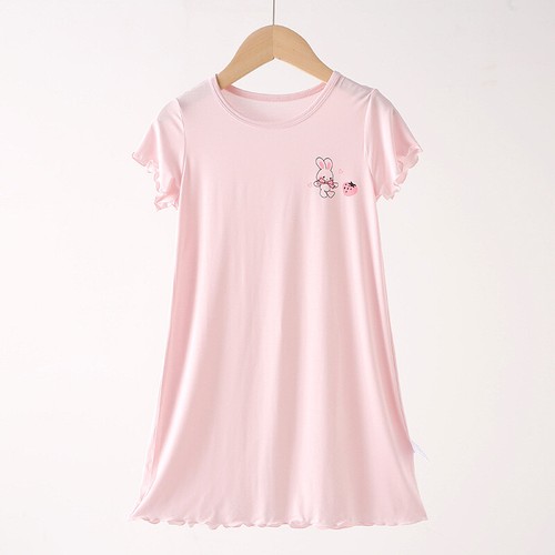 Girls Cute Soft Nightdress Nightie Kids Pyjamas Short Sleeve Age 3-12 Years - Picture 13 of 17