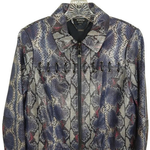 VALE LA PENA Chaqueta Blazer Nueva York Manga Larga Estampado Serpiente Cremallera Completa Cuero Talla 8 - Imagen 4 de 17