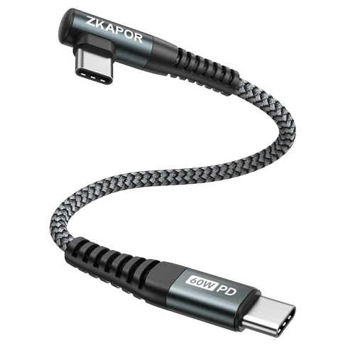 USB C auf USB C Kabel Kurz 30cm,USB C Kabel 90 Grad Winkel Schnellladekabel 60W