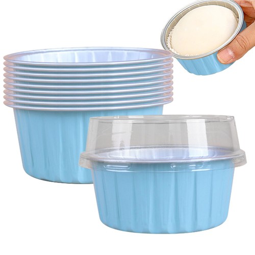 10 PCS Aluminum Foil Mini Loaf Pans With Lids, Cupcake,Ramekins Baking Cups - Picture 6 of 18