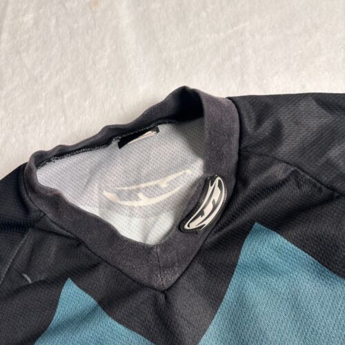 VTG JT Paintball Racing Jersey Mens Medium Black Blue Long Sleeve V Neck * - Picture 4 of 7