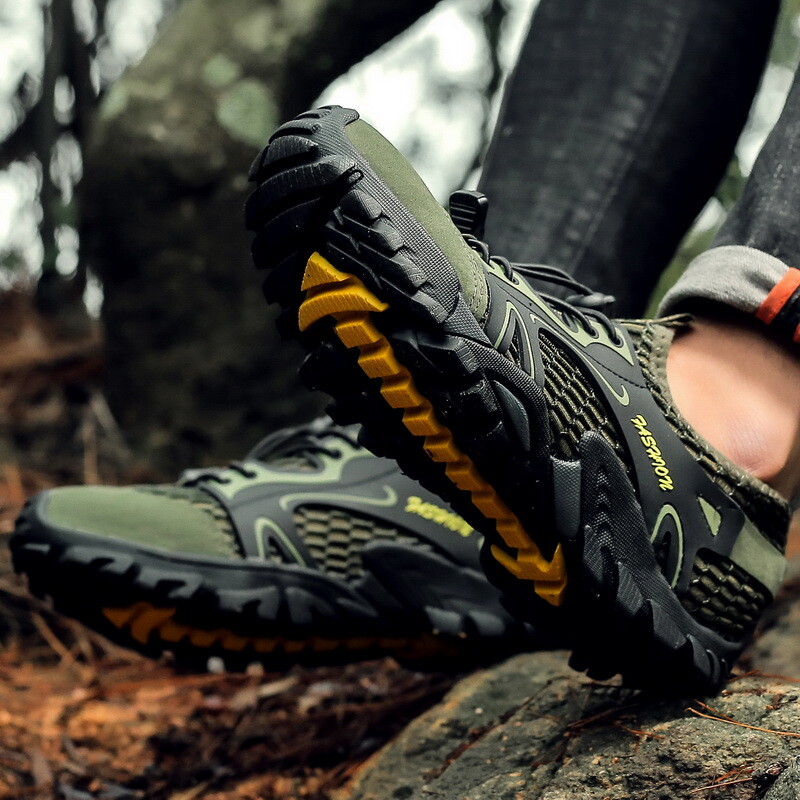 Mens Casual Breathable Mesh Wading Sneakers Outdoor Hiking Athletic Shoes Flats