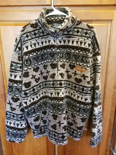 VTG SALOMON Brown All Over Print Aztec FLEECE 1/2 Zip Coat Jacket Large E.U.C - Picture 2 of 9