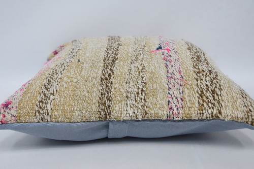 Turkish Pillow, 16"x16" Yellow Pillow, Kilim Pillow Cases, Throw Pillow Cover - Picture 5 of 6