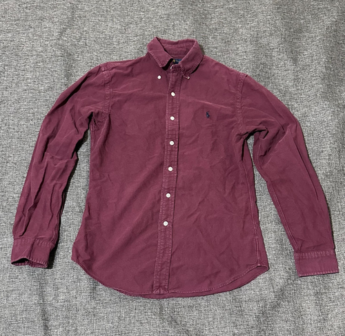 Polo Ralph Lauren uomo manica lunga con bottoni taglia small bordeaux slim fit
