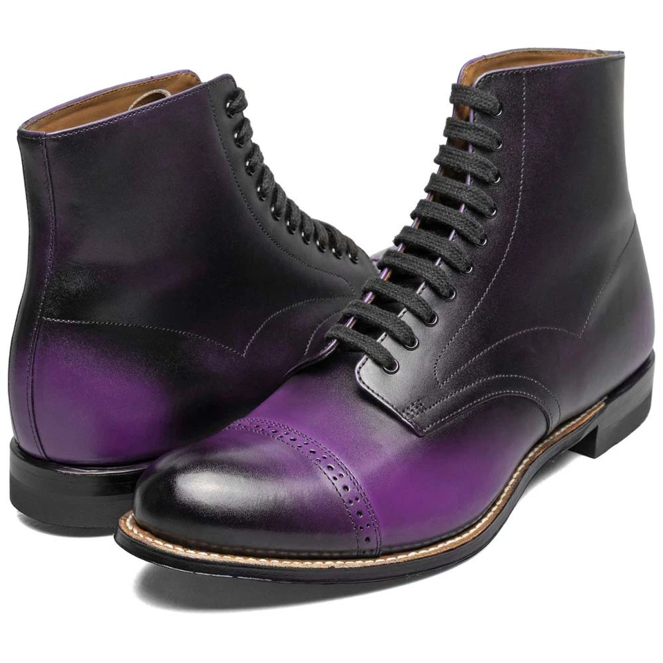 Bottes En Cuir Violet À Bout Cap De Stacy Adams Madison (Taille Homme USA) - Photo 2/4