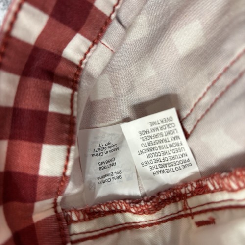 Cropped Red White Check High Riser 9” Pants Madewell Side Zipper Women’s Sz W31 - Picture 11 of 12