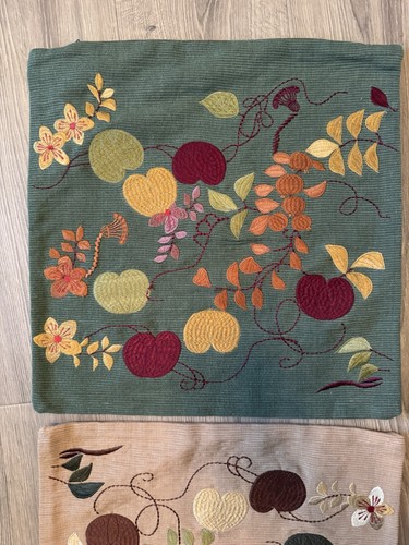 4 Crate & Barrel Mandarin Garden Pillow Covers Embroidered Holiday Fall 16” - Picture 21 of 23