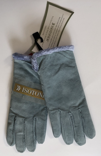 ISOTONER LARGE STEEL BLUE SUEDE MICROLUXE LINED WOMEN'S GLOVES NWT - Picture 3 of 3