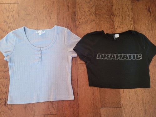 girl's teens cute summer cotton crop tops size L - Picture 2 of 2