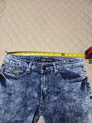 Pantalones de mezclilla artesanales Rok con cremallera azul lavado ácido 32 X 32 (32x29) - Imagen 3 de 16