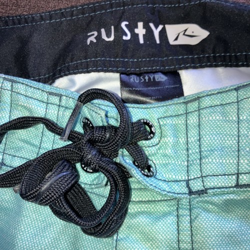 Rusty Blue Striped Board Shorts Bathing Suit Swim Trunk Men Size 32 Bottleopener - Picture 3 of 12