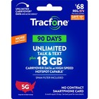 Tracfone 68 USD Nieograniczona rozmowa i tekst, 18 GB danych / 90 dni (karta fizyczna)