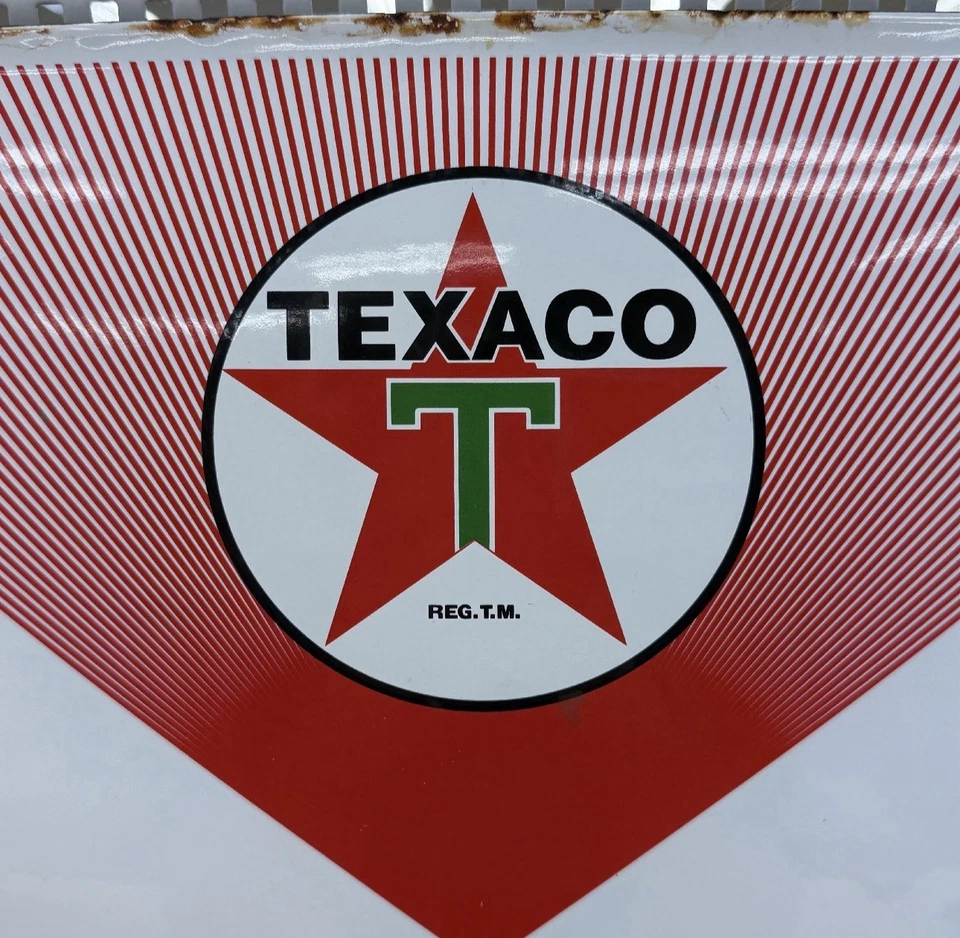 "Letrero de placa de bomba de porcelana Texaco Diesel Chief vintage años 50 16""x13""" Foto 4 de 4
