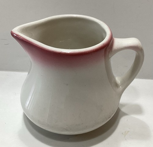 Vintage Homer Laughlin Creamer And Bowl Set Restaurant Ware White With Rose Trim - Picture 4 of 7