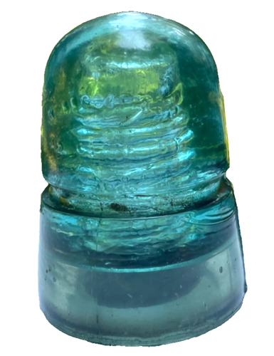 Antiguo CD 145 CREB Brookfield Aislador Colmena Vidrio Azul Aqua Patente 1870 - Imagen 3 de 17