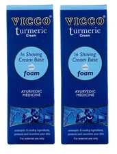 2x Vicco Turmeric Shaving Cream Foam Base 70g Ayurvedic for Smooth & Clean Shave