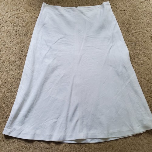 Vtg Talbots A-Line Skirt Womens 16 Linen Fully Lined White Triple Stitch