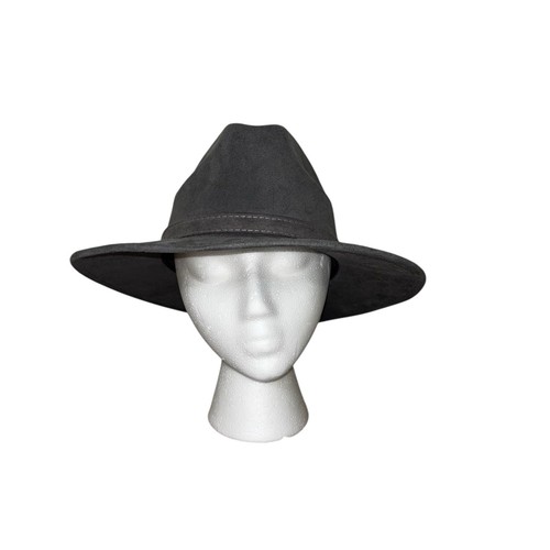 Cappello Panama Fedora Tesa Media Larga La Sierra Uomo M Ecopelle Scamosciata Grigio - Foto 8 di 12