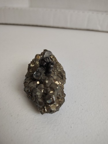 Miner On Chunk Of "Fool's Gold" Pyrite - Picture 3 of 5