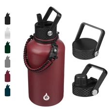 Half Gallon Insulated Water Bottles with Straw Lid, 64oz Large Water Jug, Sta...