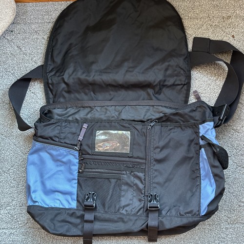 LL Bean VTG Large Nylon Messenger Laptop Bag Light Blue Y2K rip stop NICE - Afbeelding 3 van 11
