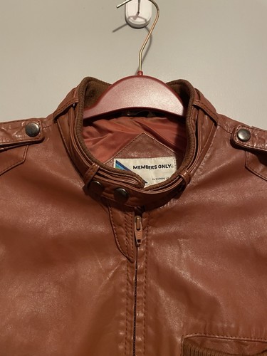 Vintage 1980's Members Only Leather Jacket Size 42 Brown (D333) - Picture 2 of 7
