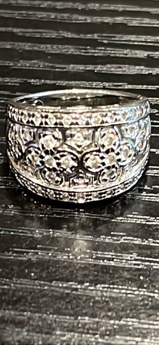 Vintage Sterling Silver Diamond Cluster Ring - Picture 5 of 7
