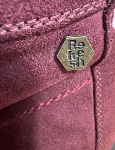 Refresh Burgundy Velvet Ankle Boots UK 5 Lace Up Zip Grunge Biker Soles Chunky - Picture 12 of 18