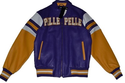 pelle pelle レザージャケット　紫 サイズ12 古着 90's PELLEPELLE ペレペレ 刺繍 パープル HIPHOP ヒップホップ