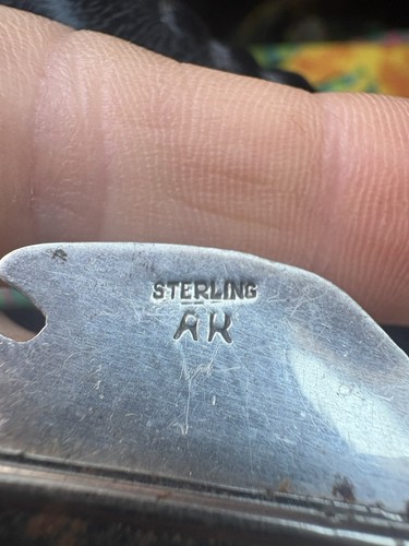 "Correa de pelo pluma de plata esterlina vintage firmada estilo AR Navajo 13 g 3,5""" - Imagen 2 de 14