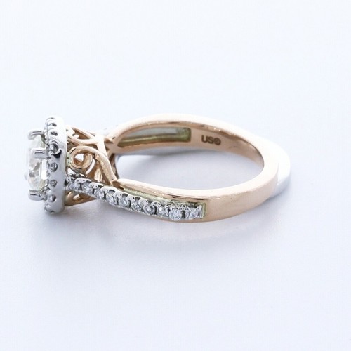 Anillo con halo de diamantes naturales redondos de 1,34 quilates D/VS2 certificado con alianza de boda - Imagen 2 de 2