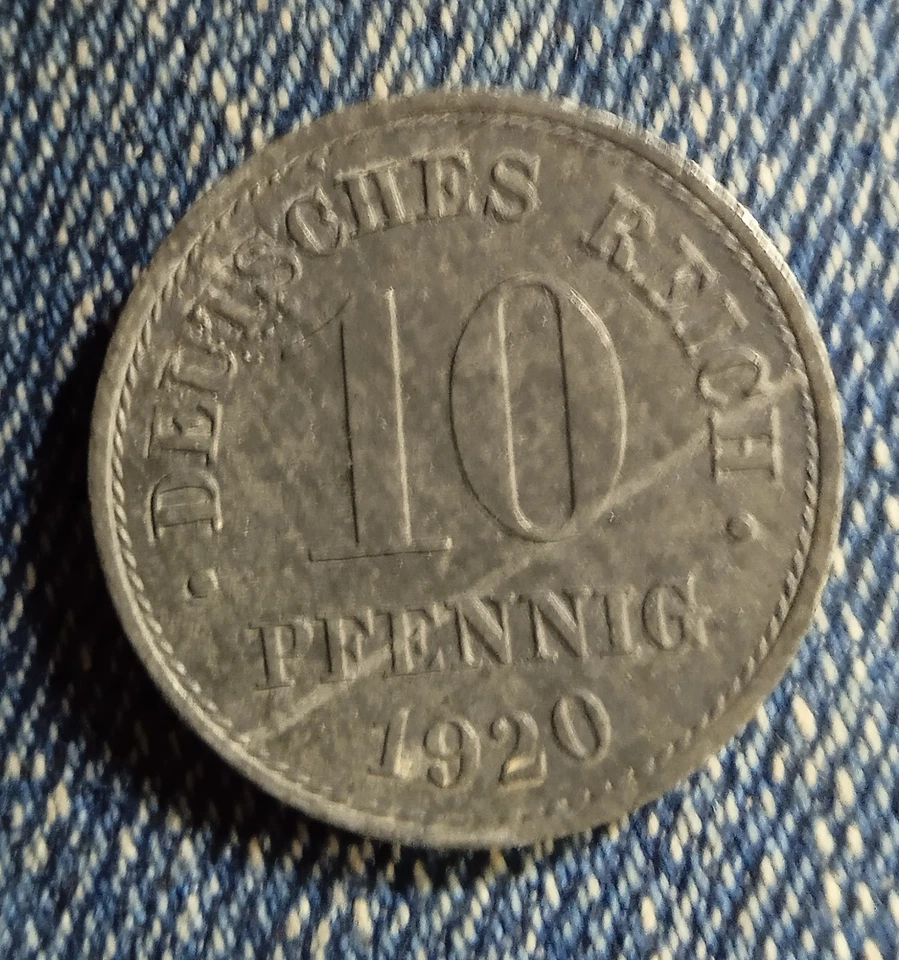 20-28) Monnaie Allemagne 10 Pfennig 1920 Zinc - Photo 2/2
