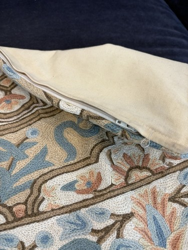 13” X 13” New Vintage Hand Woven Needlepoint Pillow Cover - Picture 7 of 9