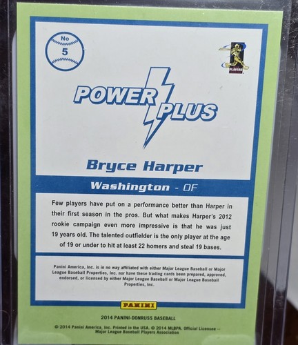 2014 Bryce Harper Panini Donruss #5 Power Plus Insert - Picture 2 of 3