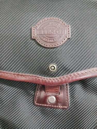 Filson black/brown bridle leather field bag- w/strap rare made in US VTG - Picture 19 of 20