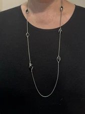 David Yurman Cable Wrap 36” Onyx 6-Station Onyx Necklace  In Sterling Silver