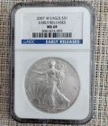 2007 W Burnished Silver Eagle NGC MS 69 Early Releases ~ No Spots Blue Label