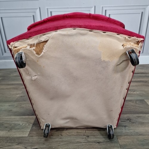 Retro Vintage tiefe Knöpfe Samt Slipper Stuhl - Schlafzimmer Akzent Sitz auf Rollen - Bild 7 von 24