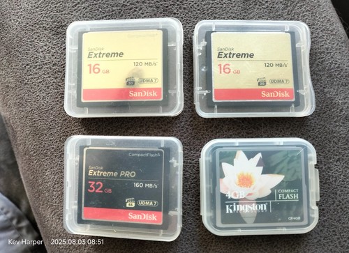 3 Sandisk Extreme, One Extreme Pro and one Kingston Compact Flash Card Bundle