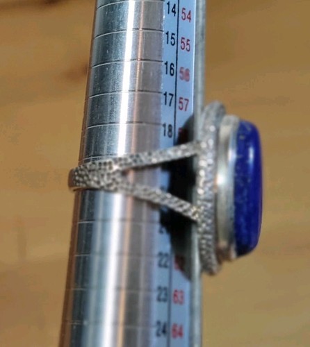 Anillo de plata de ley 925 azul lapislázuli talla 9 preciosos detalles 8 g - Imagen 6 de 8