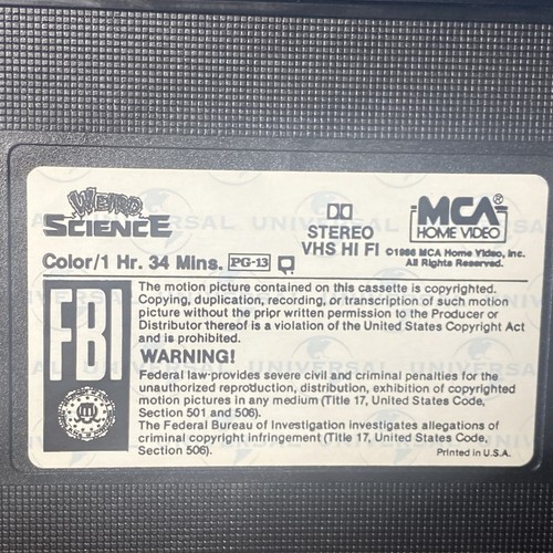 Weird Science VHS Kassette - 1992 sehr guter Zustand Kopie - 80er 90er Kult Filmklassiker Universal - Bild 4 von 11