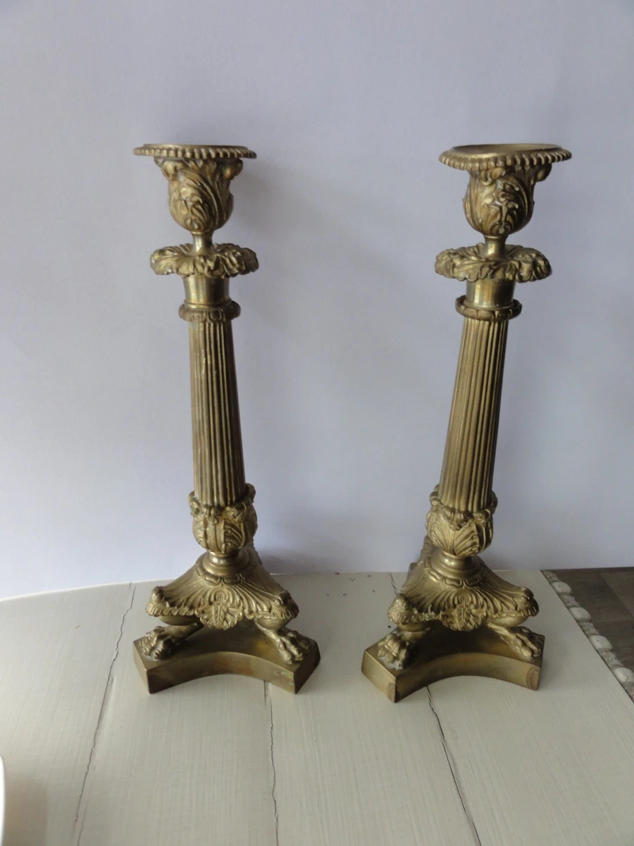 Paire de Bougeoirs bronze doré et Porcelaine Napoléon III